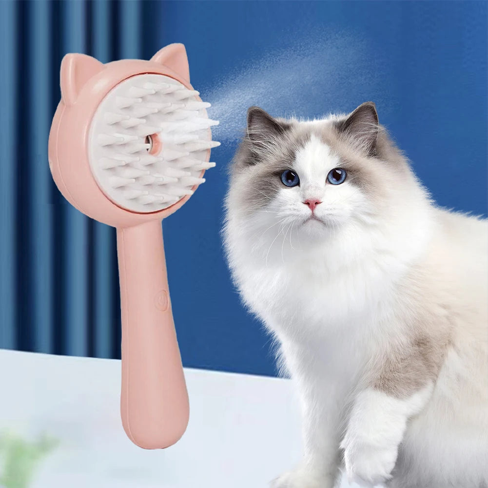 cat grooming steam brush hair remover