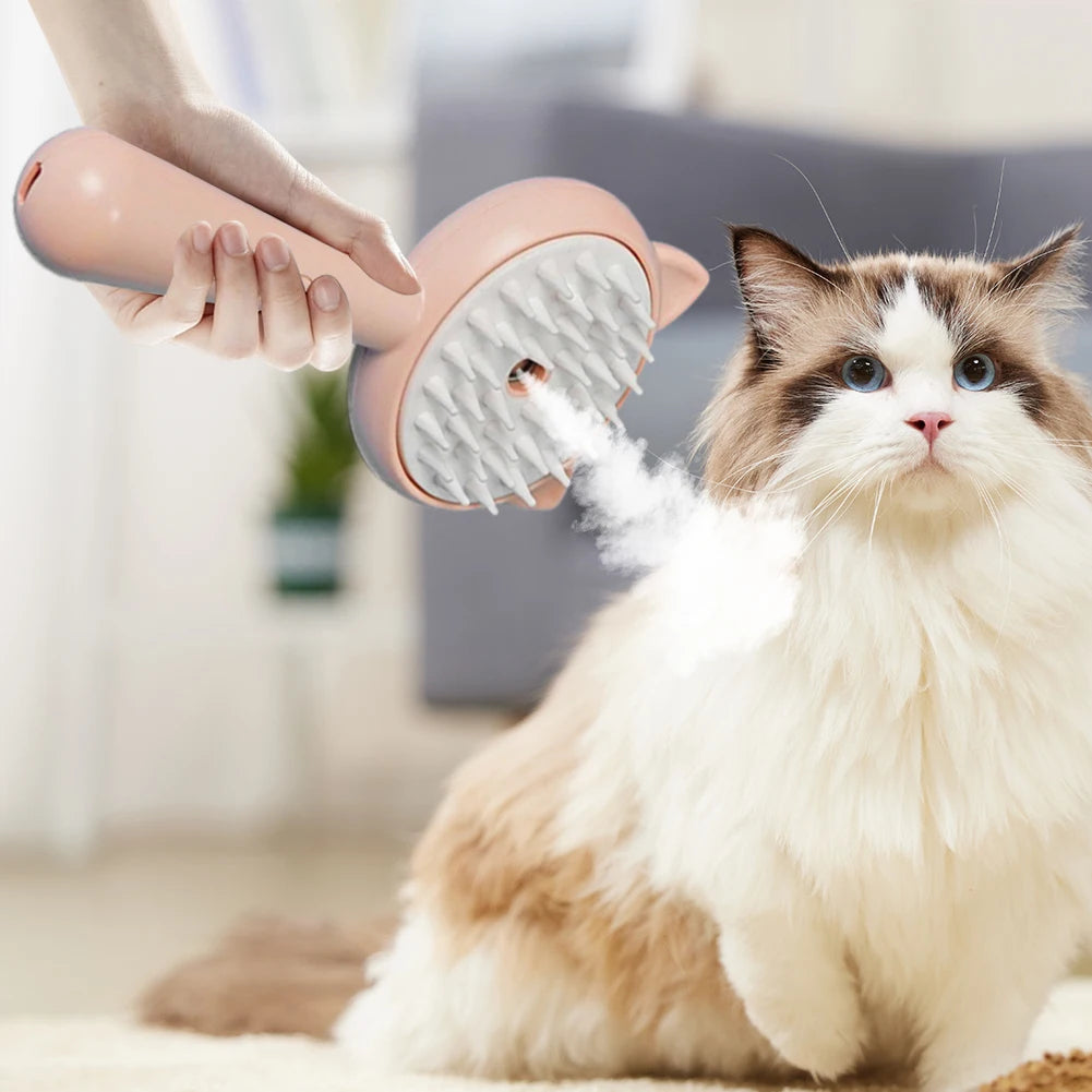 cat grooming steam brush hair remover